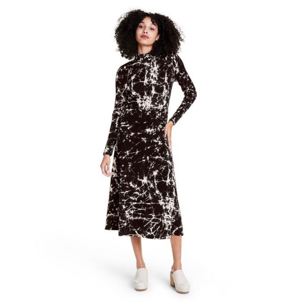 SOLD Women's Marble Print Long Sleeve Knit Dress - Rachel Comey x Target Black